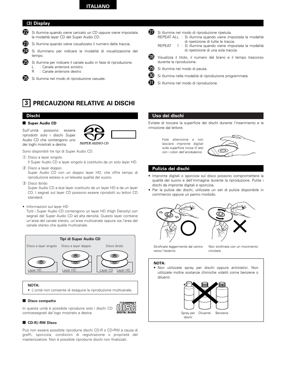 Stereo, 3 precauzioni relative ai dischi | Technicolor - Thomson DCD-SA1 User Manual | Page 42 / 86