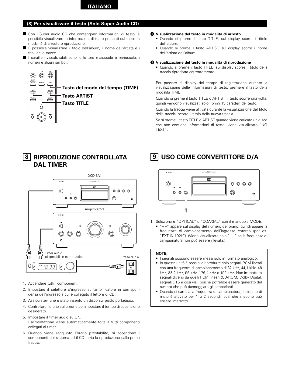 8 riproduzione controllata dal timer, 9 uso come convertitore d/a | Technicolor - Thomson DCD-SA1 User Manual | Page 48 / 86