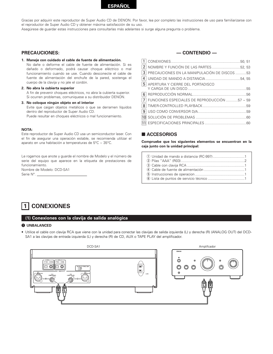 Español, 1 conexiones | Technicolor - Thomson DCD-SA1 User Manual | Page 50 / 86