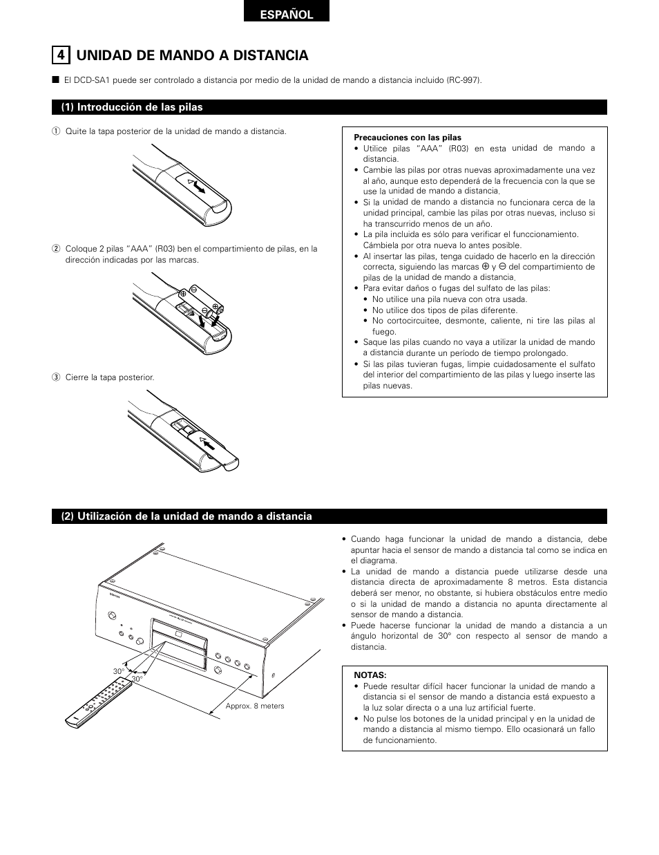 4 unidad de mando a distancia, Español | Technicolor - Thomson DCD-SA1 User Manual | Page 54 / 86