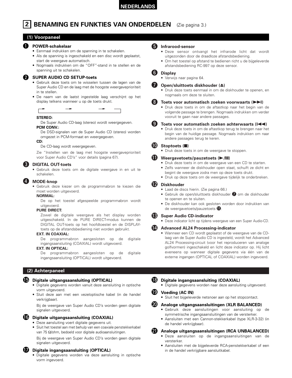 2 benaming en funkties van onderdelen | Technicolor - Thomson DCD-SA1 User Manual | Page 63 / 86