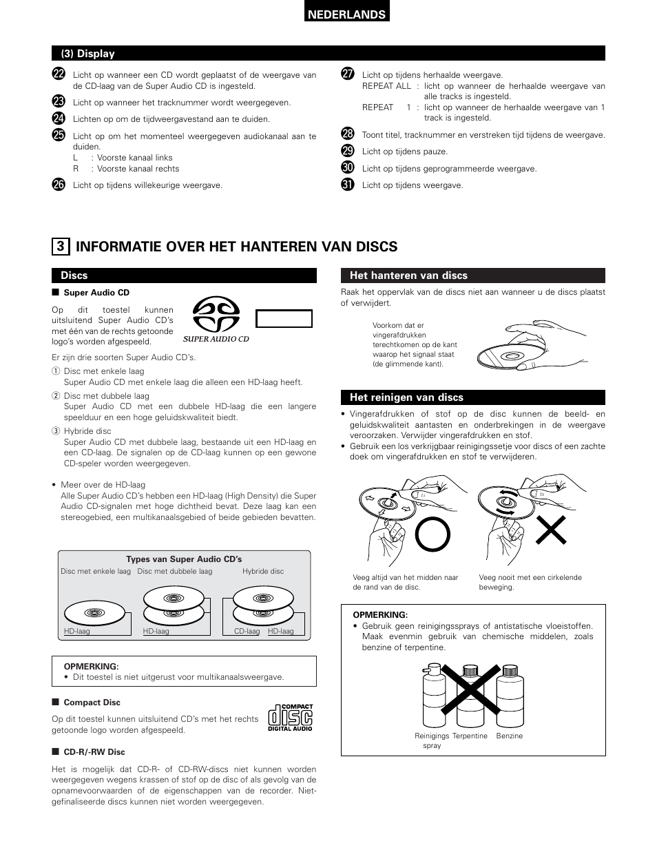 Stereo, 3 informatie over het hanteren van discs | Technicolor - Thomson DCD-SA1 User Manual | Page 64 / 86