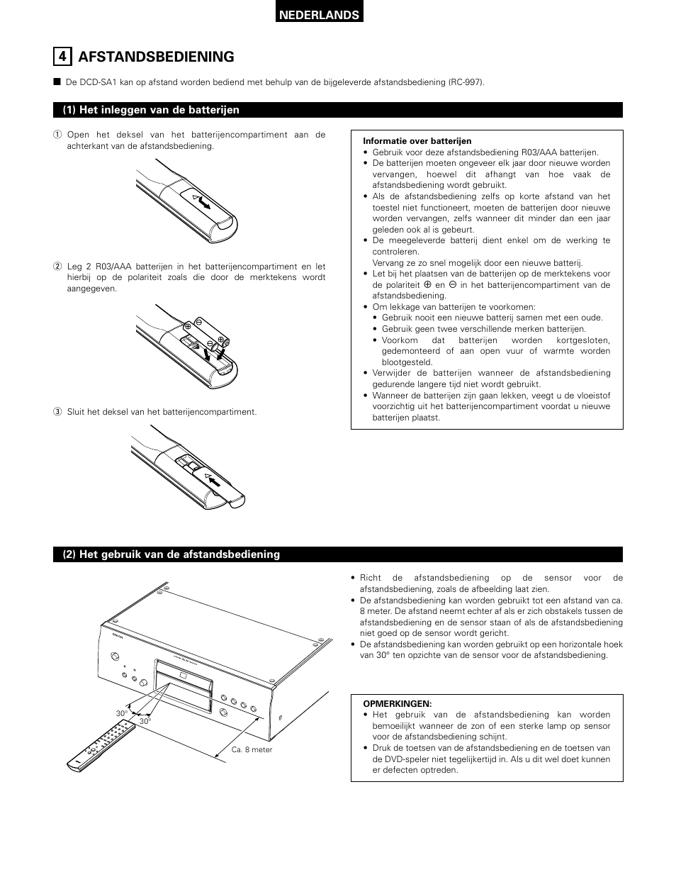 4 afstandsbediening, Nederlands | Technicolor - Thomson DCD-SA1 User Manual | Page 65 / 86