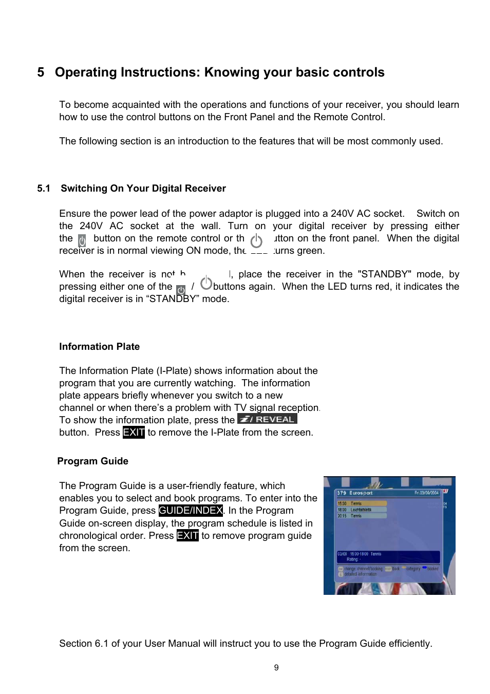 Switching on your digital receiver | Technicolor - Thomson TU-SZT105A User Manual | Page 9 / 24