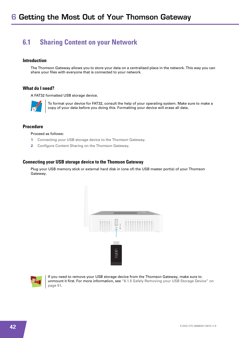 1 sharing content on your network, Introduction, What do i need | Procedure, Sharing content on your network | Technicolor - Thomson TG784 User Manual | Page 48 / 86