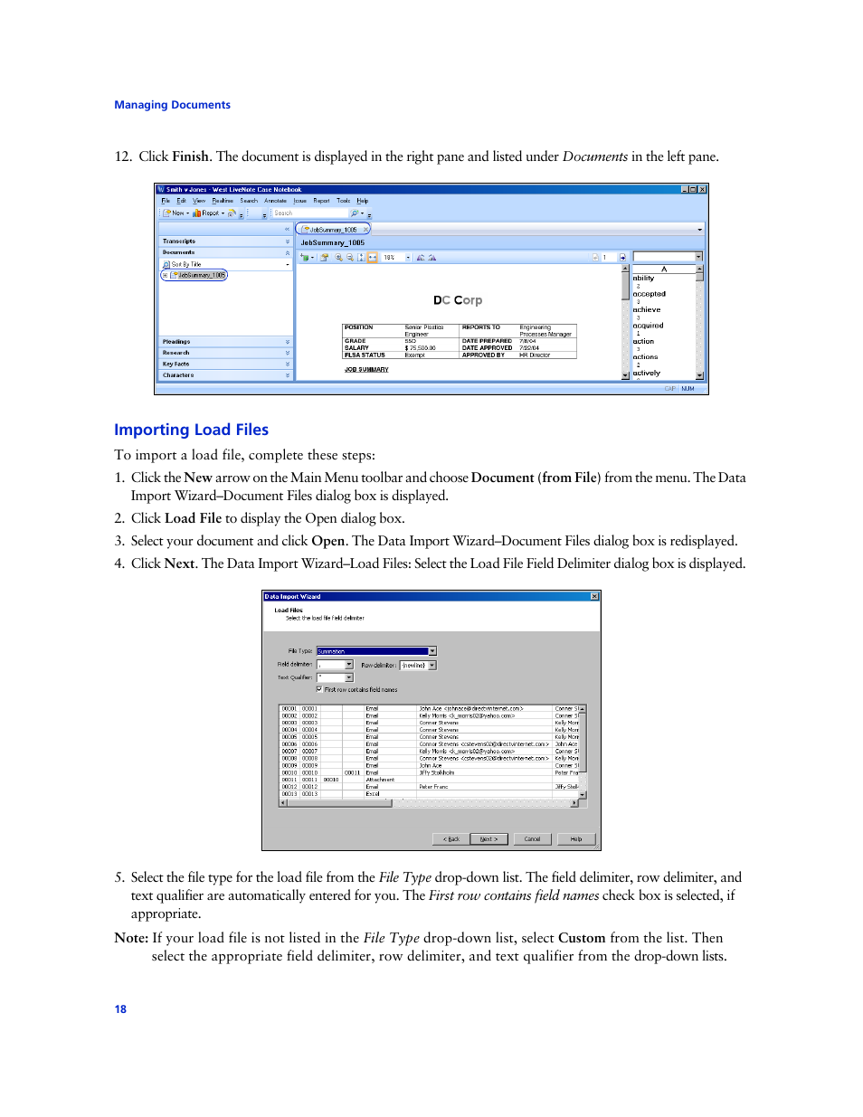 Importing load files | Technicolor - Thomson West Case Notebook User Manual | Page 26 / 80