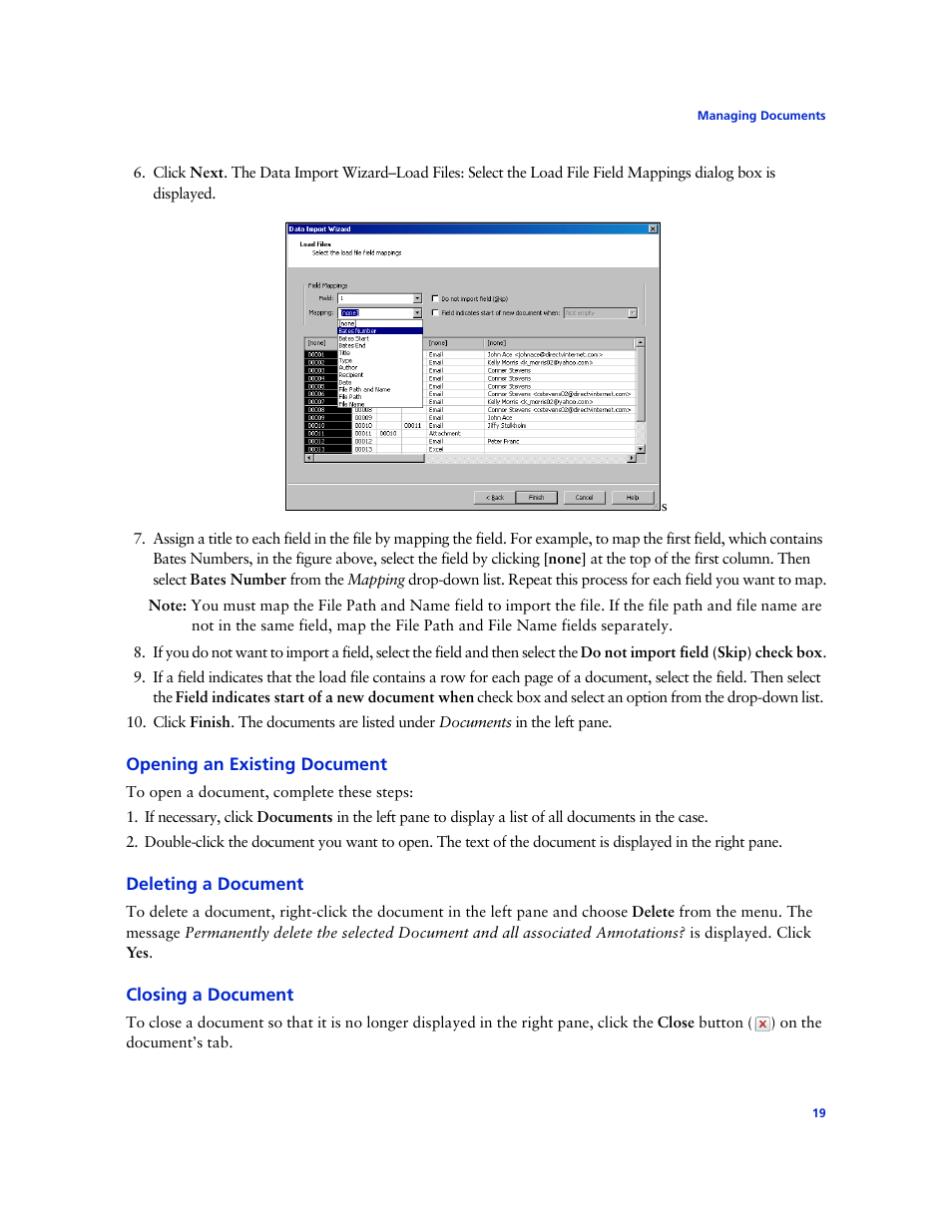 Opening an existing document, Deleting a document, Closing a document | Technicolor - Thomson West Case Notebook User Manual | Page 27 / 80