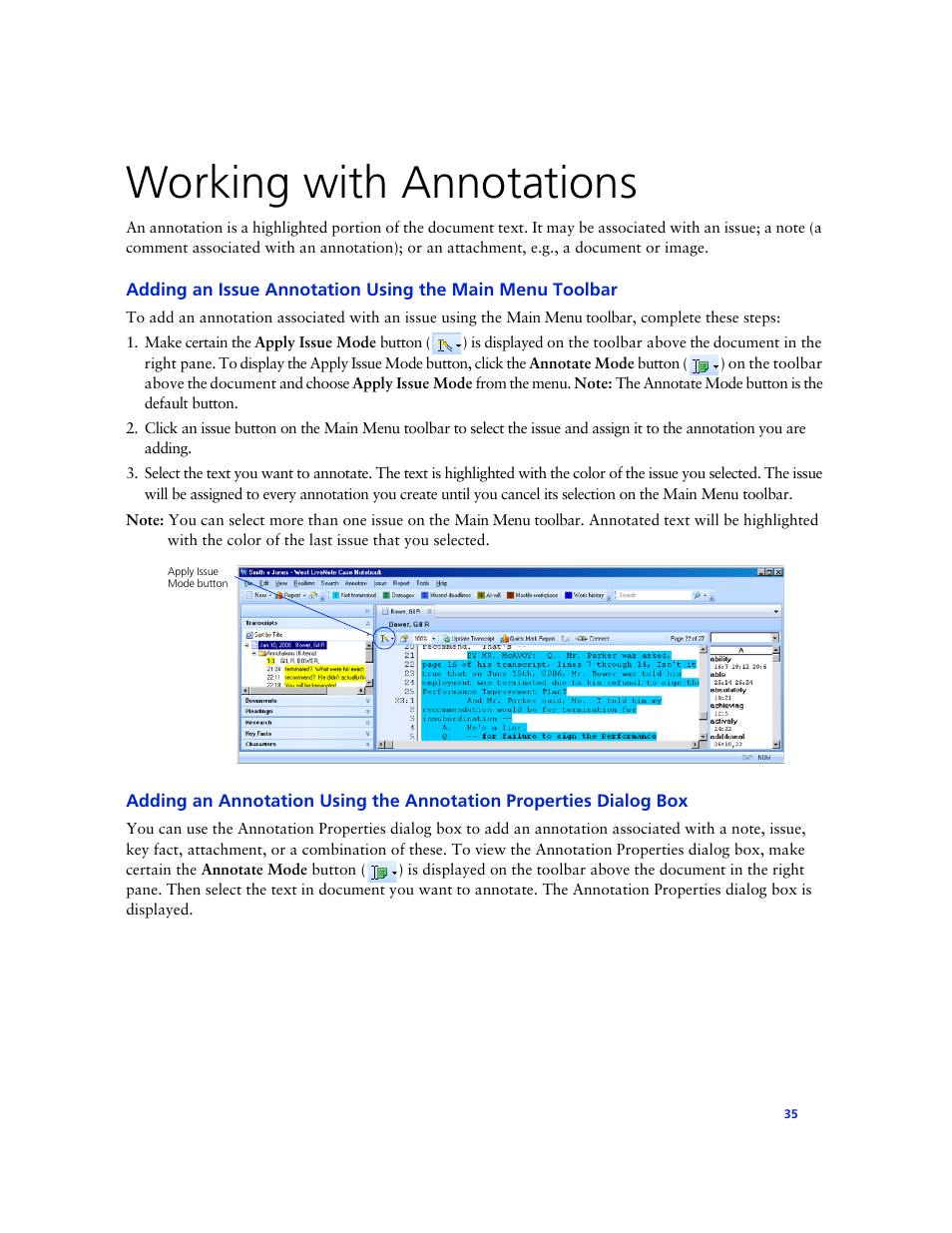 Working with annotations | Technicolor - Thomson West Case Notebook User Manual | Page 43 / 80