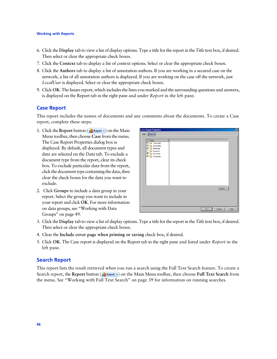 Case report, Search report | Technicolor - Thomson West Case Notebook User Manual | Page 54 / 80