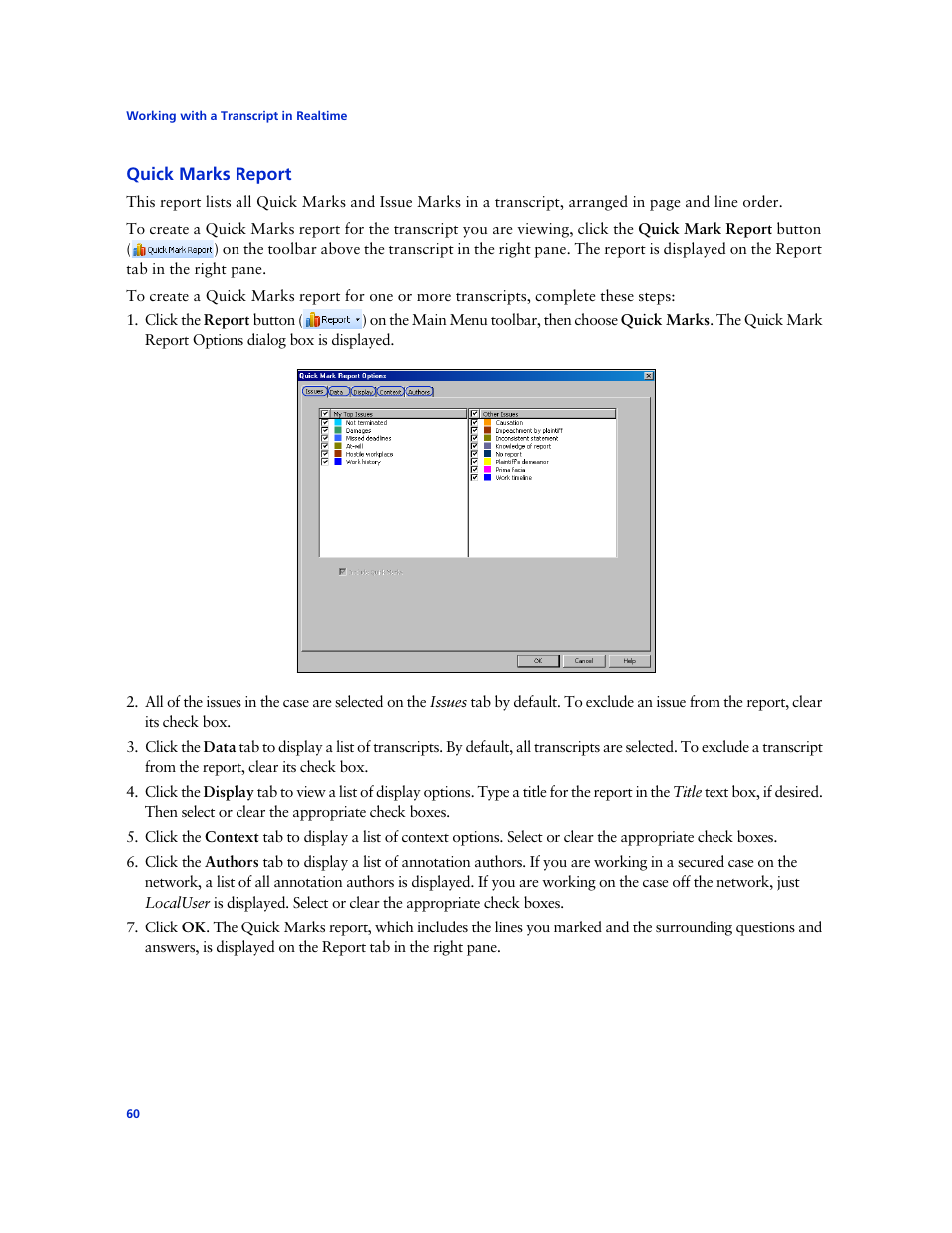 Quick marks report | Technicolor - Thomson West Case Notebook User Manual | Page 68 / 80