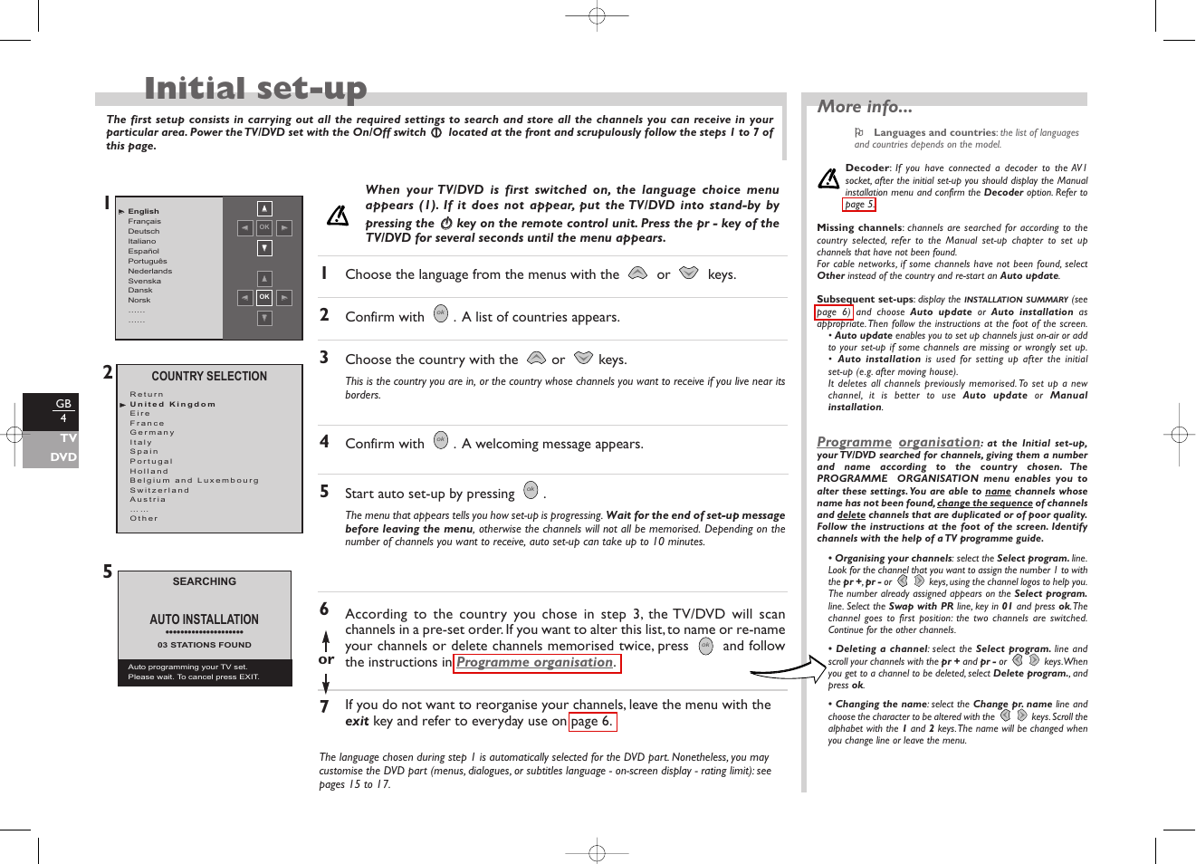 Initial set-up, More info | Technicolor - Thomson TV/DVD User Manual | Page 11 / 35