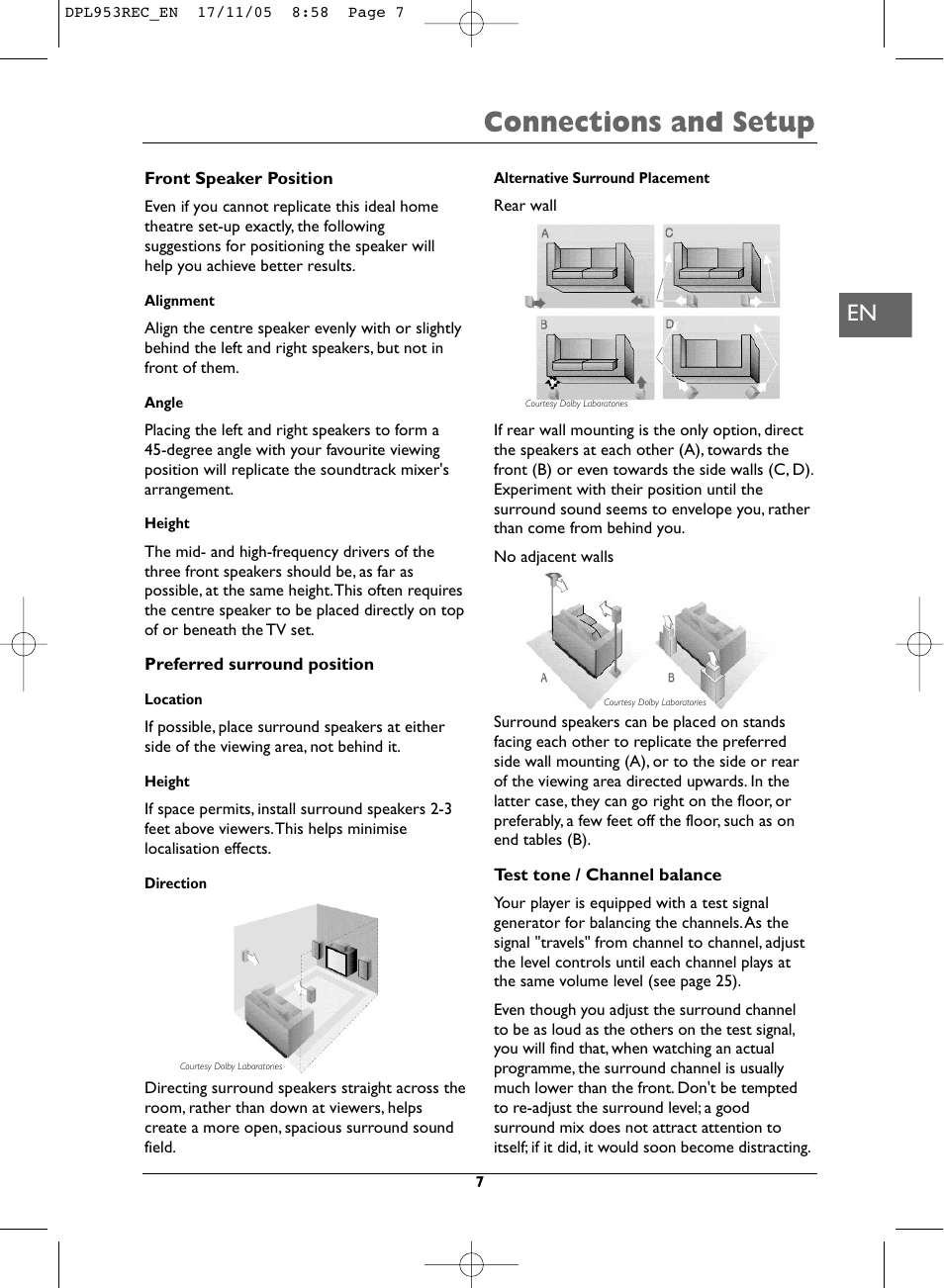 Connections and setup | Technicolor - Thomson DPL953REC User Manual | Page 7 / 30