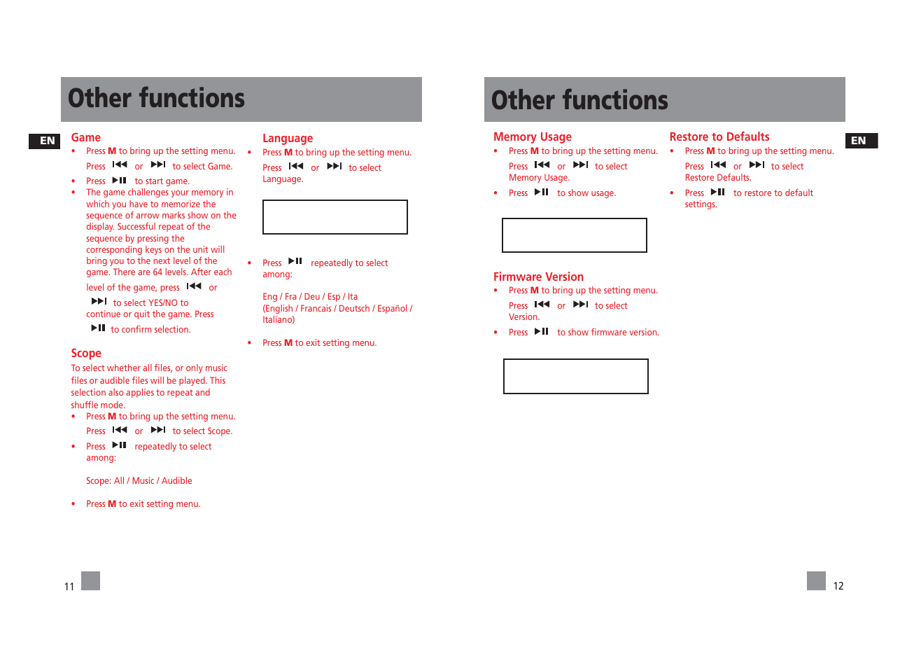 Other functions | Technicolor - Thomson PDP22G1K User Manual | Page 11 / 24