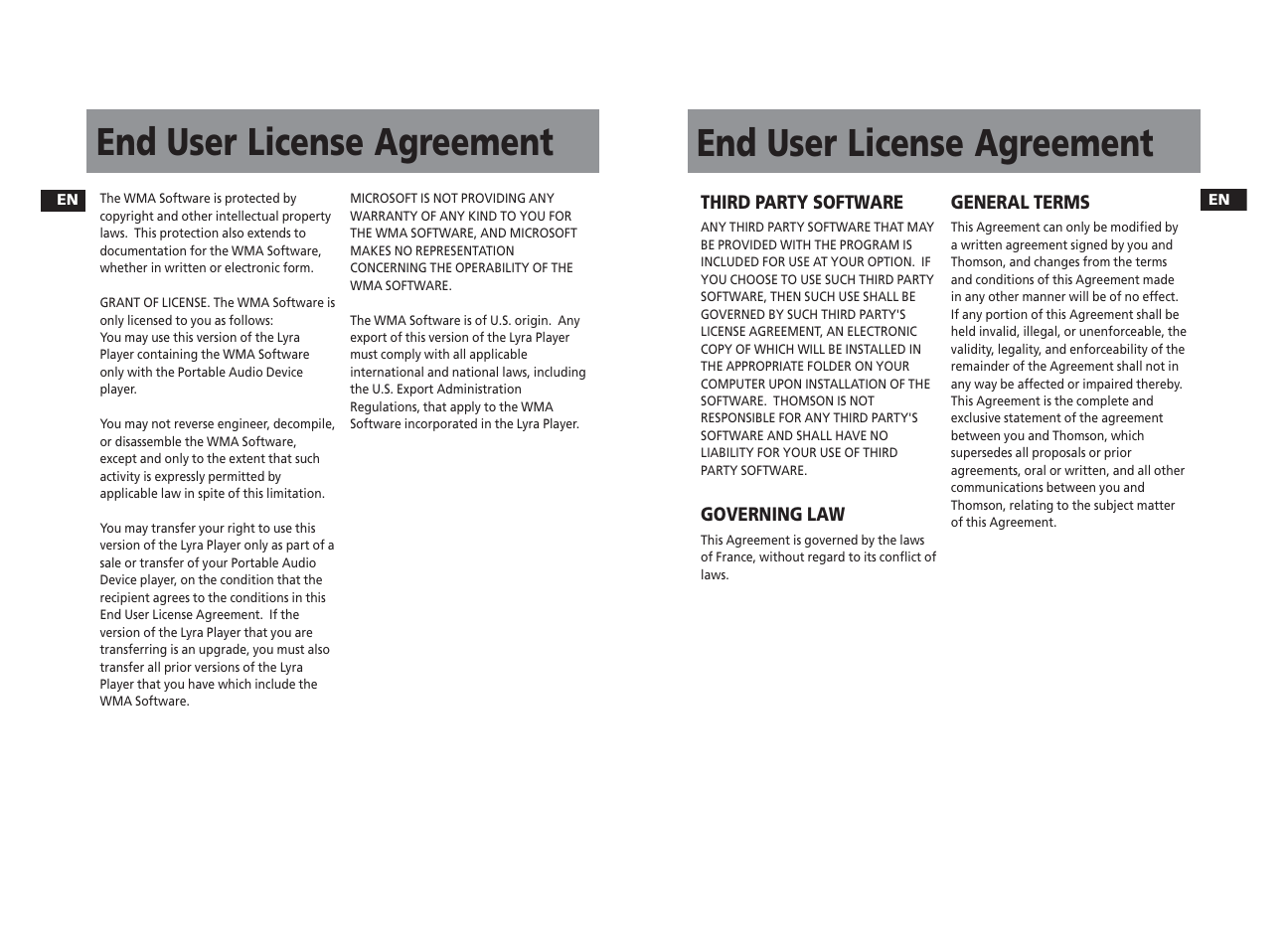 End user license agreement | Technicolor - Thomson PDP22G1K User Manual | Page 17 / 24