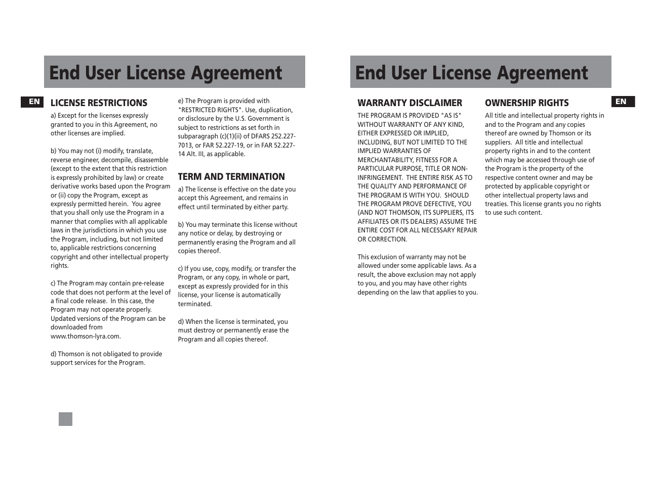 End user license agreement | Technicolor - Thomson PDP22G1K User Manual | Page 3 / 24