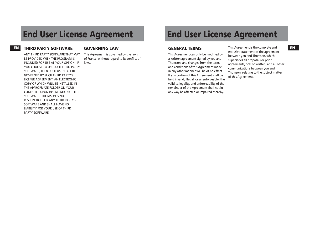 End user license agreement | Technicolor - Thomson PDP22G1K User Manual | Page 5 / 24