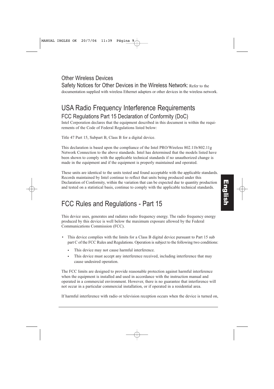 Usa radio frequency interference requirements, Fcc rules and regulations - part 15, Eng lish | Taiwan Electrical & Electronic Manufacturers N930R User Manual | Page 10 / 99