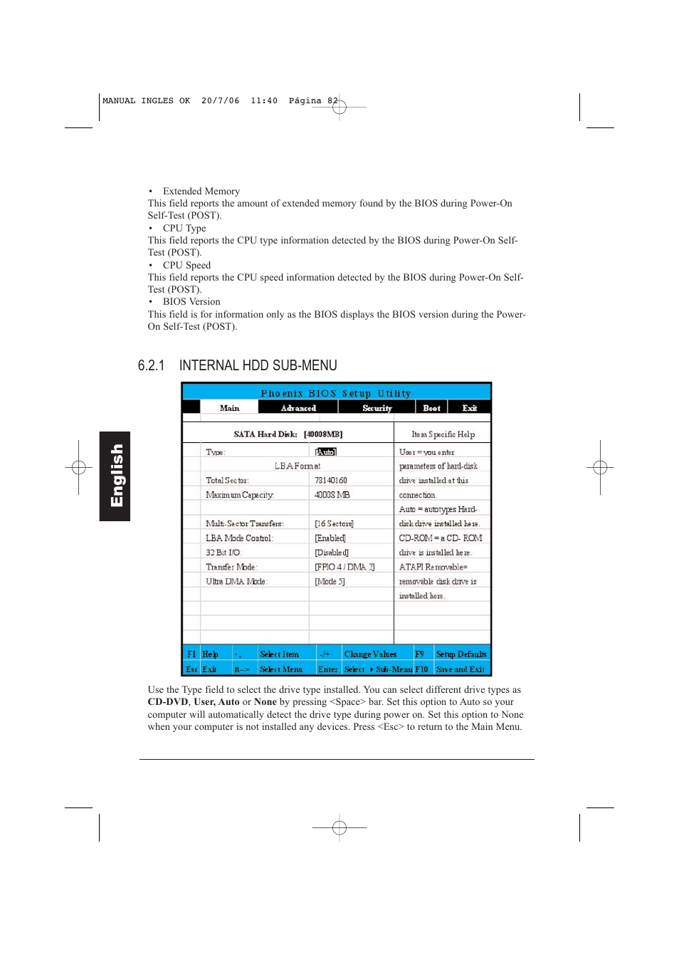 Eng lish, 1 internal hdd sub-menu | Taiwan Electrical & Electronic Manufacturers N930R User Manual | Page 83 / 99