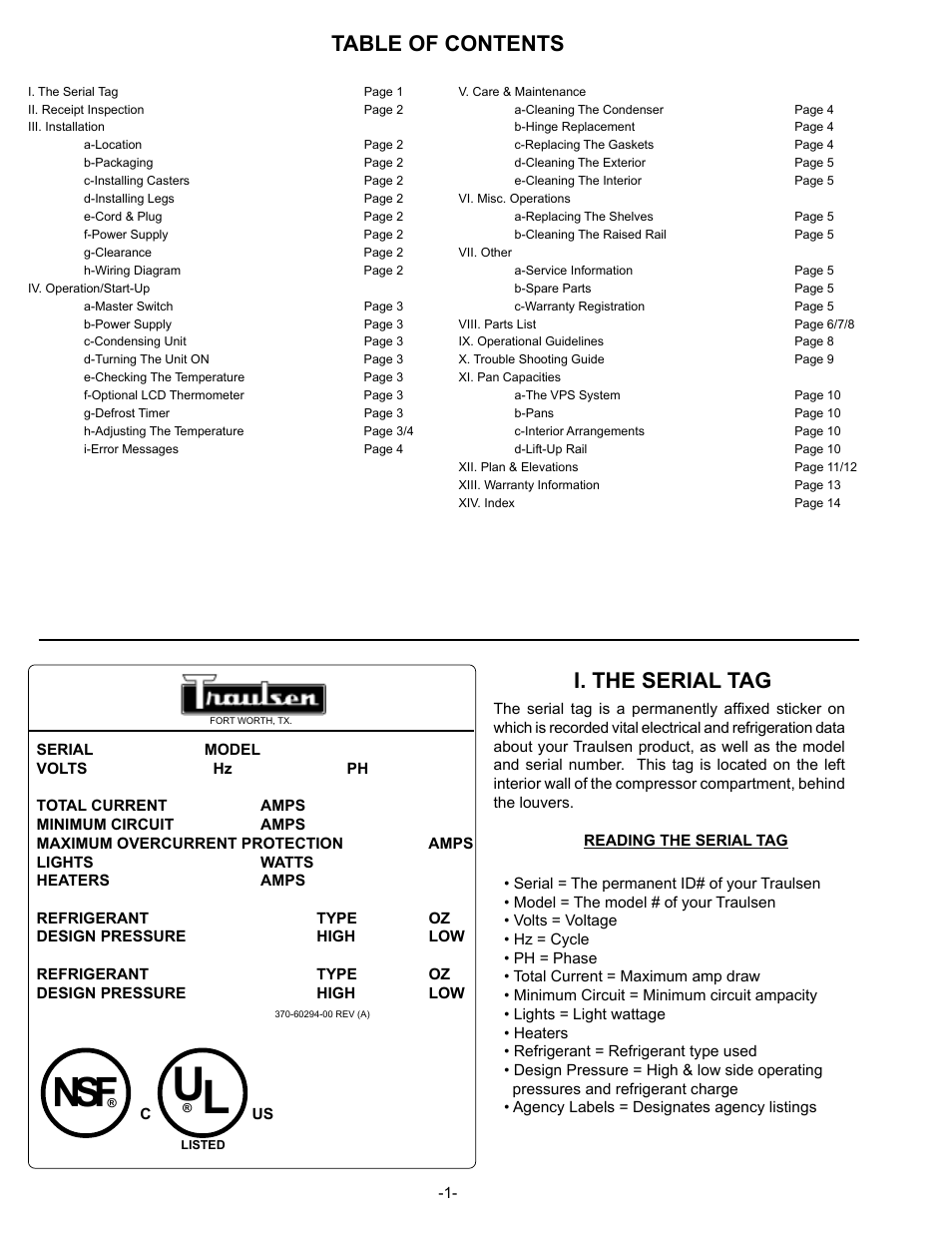 Traulsen VPS90S User Manual | Page 2 / 16