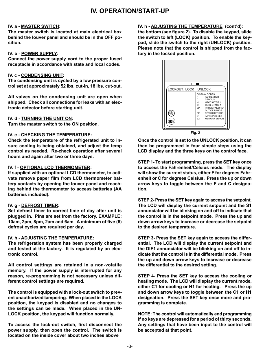 Iv. operation/start-up | Traulsen VPS90S User Manual | Page 4 / 16