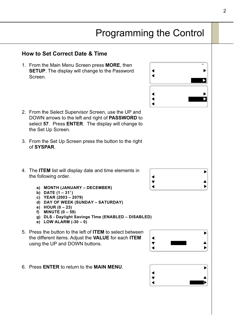 Programming the control, How to set correct date & time | Traulsen RBC100  EN User Manual | Page 3 / 12