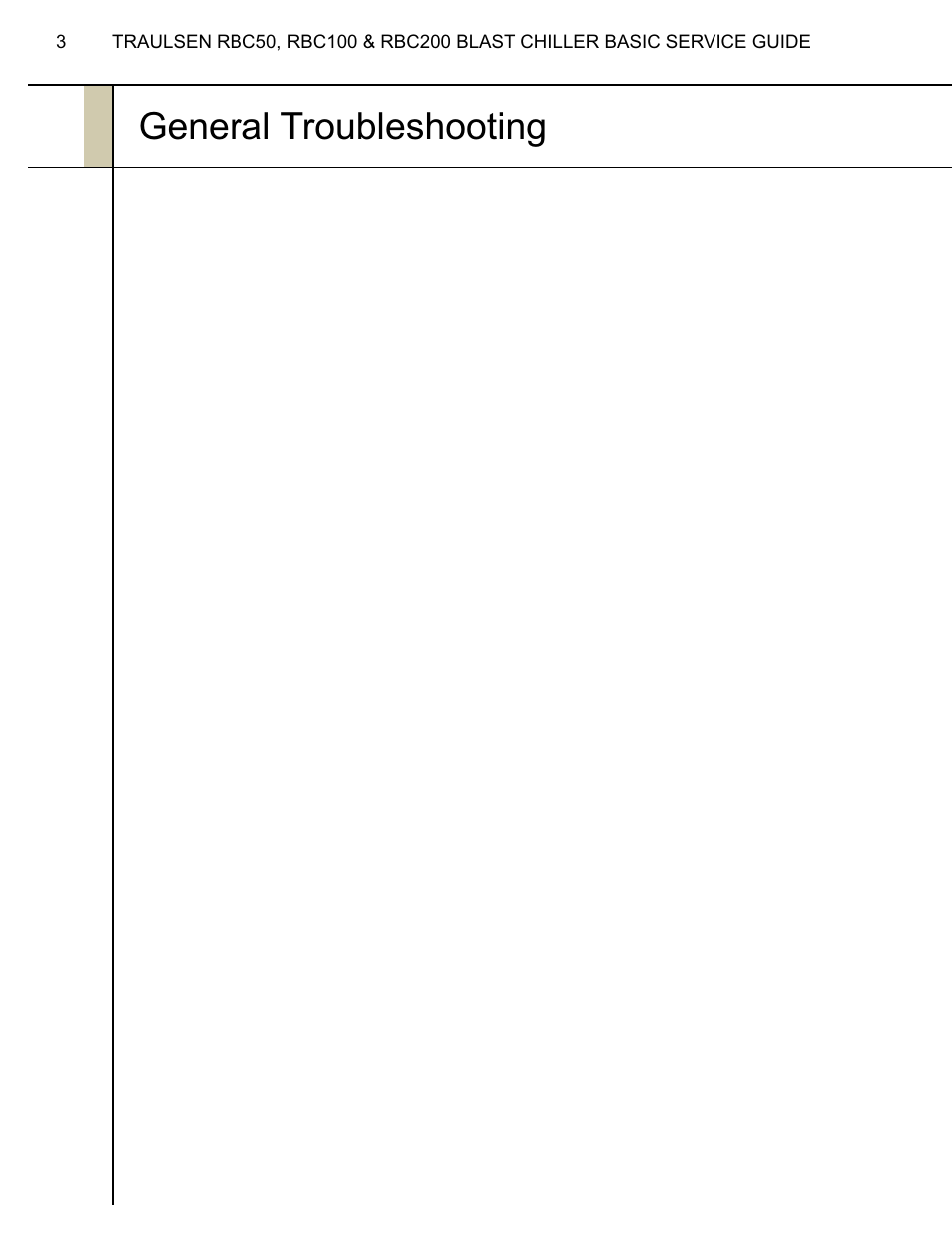General troubleshooting | Traulsen RBC100  EN User Manual | Page 4 / 12