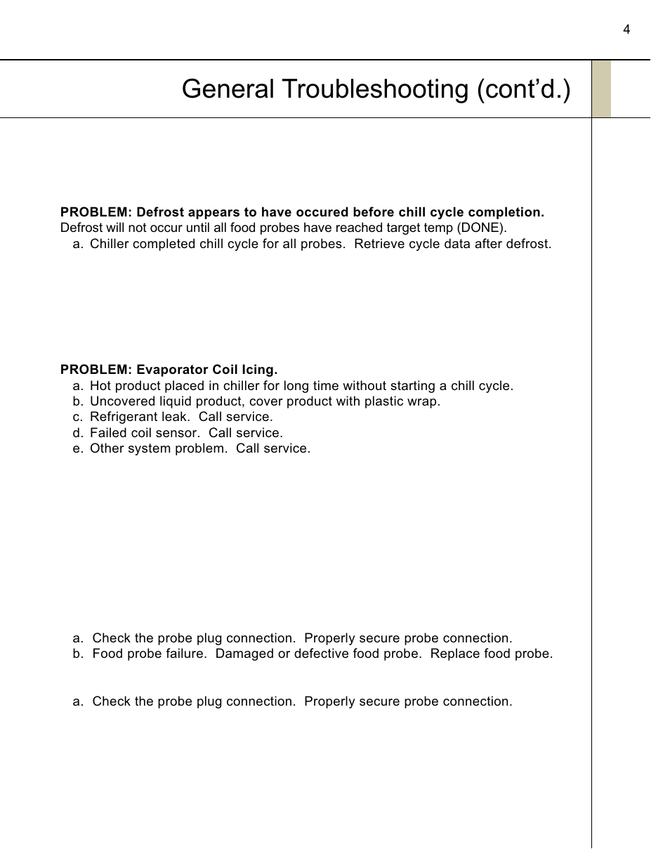 General troubleshooting (cont’d.) | Traulsen RBC100  EN User Manual | Page 5 / 12