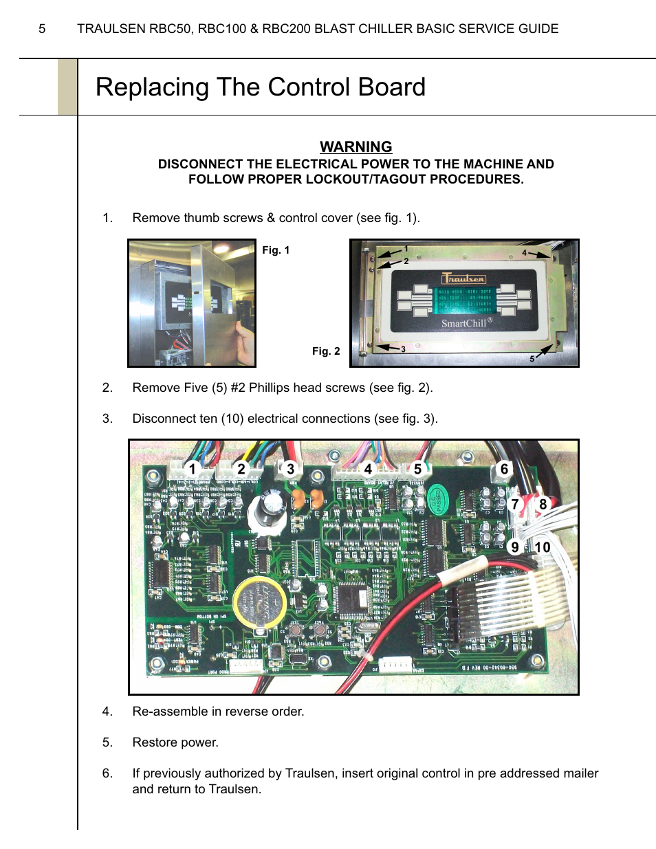 Replacing the control board | Traulsen RBC100  EN User Manual | Page 6 / 12