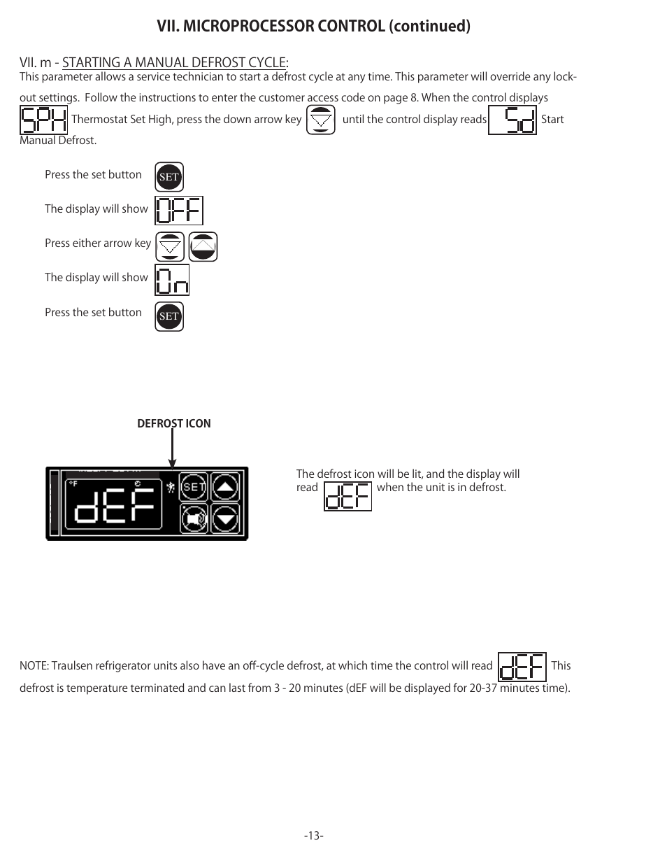 Vii. microprocessor control (continued) | Traulsen TU044HT User Manual | Page 14 / 24