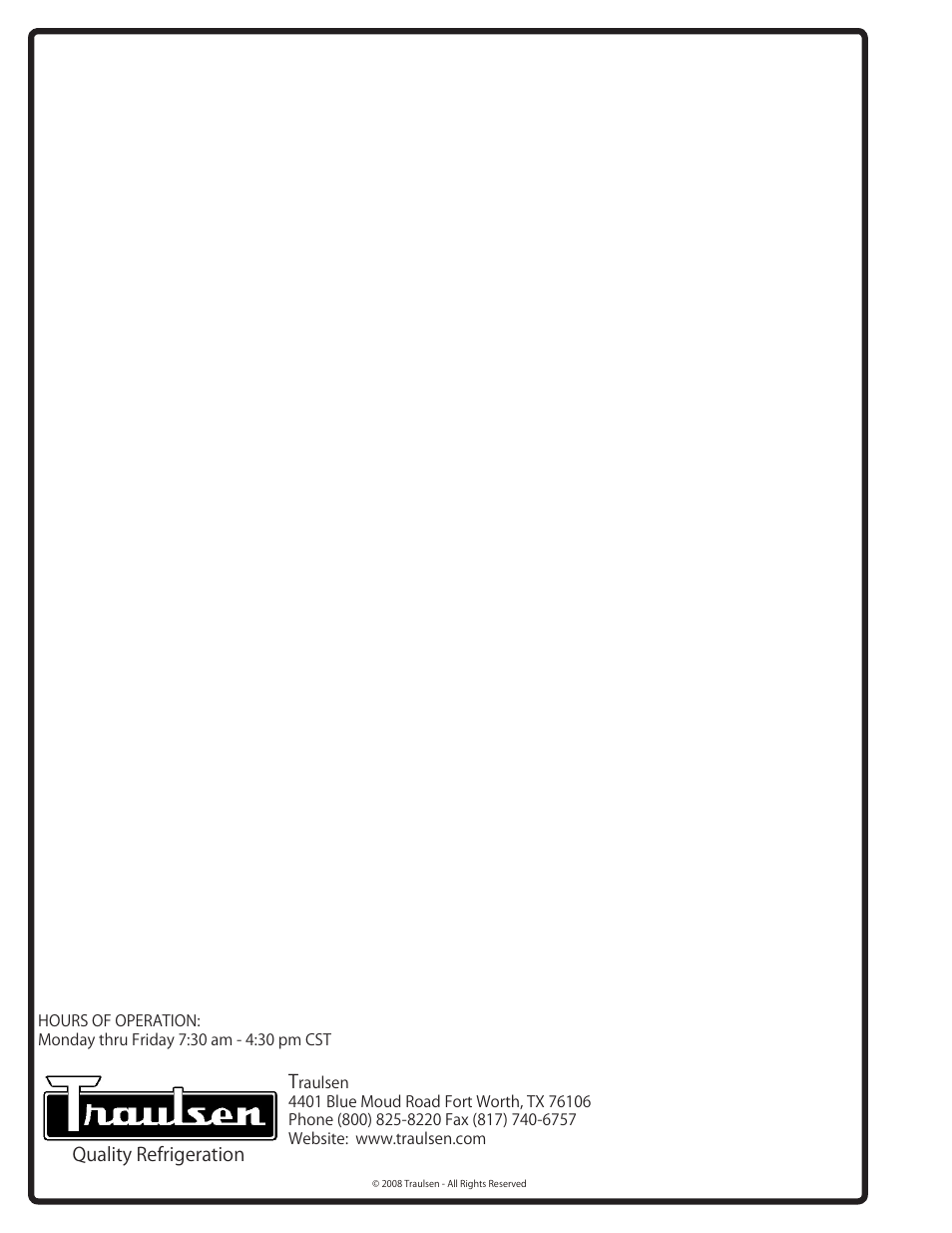 Traulsen TU044HT User Manual | Page 24 / 24