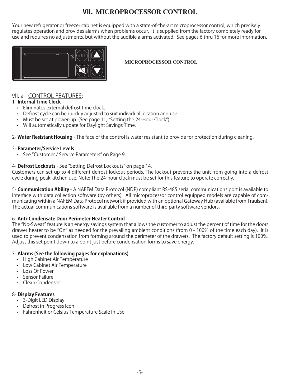 Vii. microprocessor control | Traulsen TU044HT User Manual | Page 6 / 24