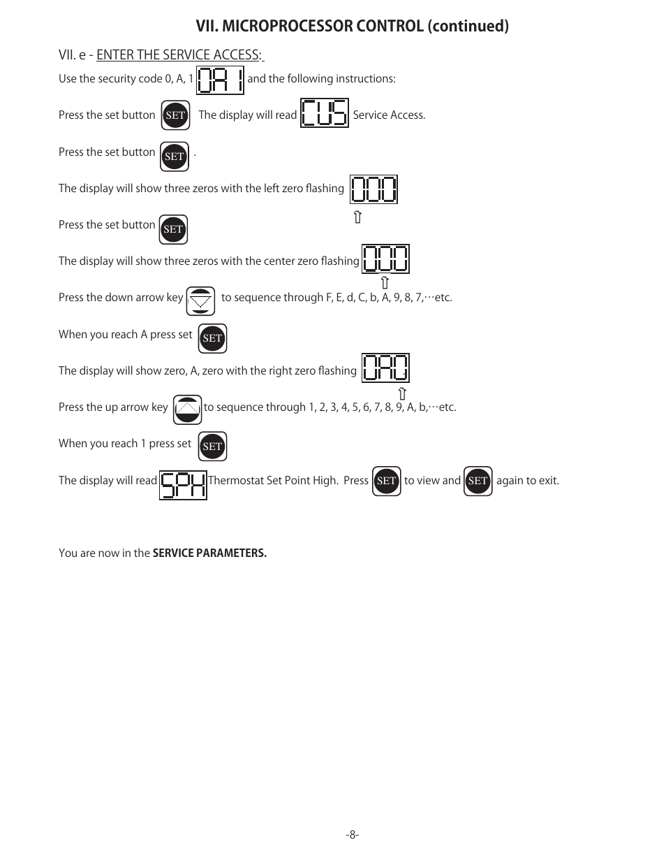 Vii. microprocessor control (continued) | Traulsen TU044HT User Manual | Page 9 / 24