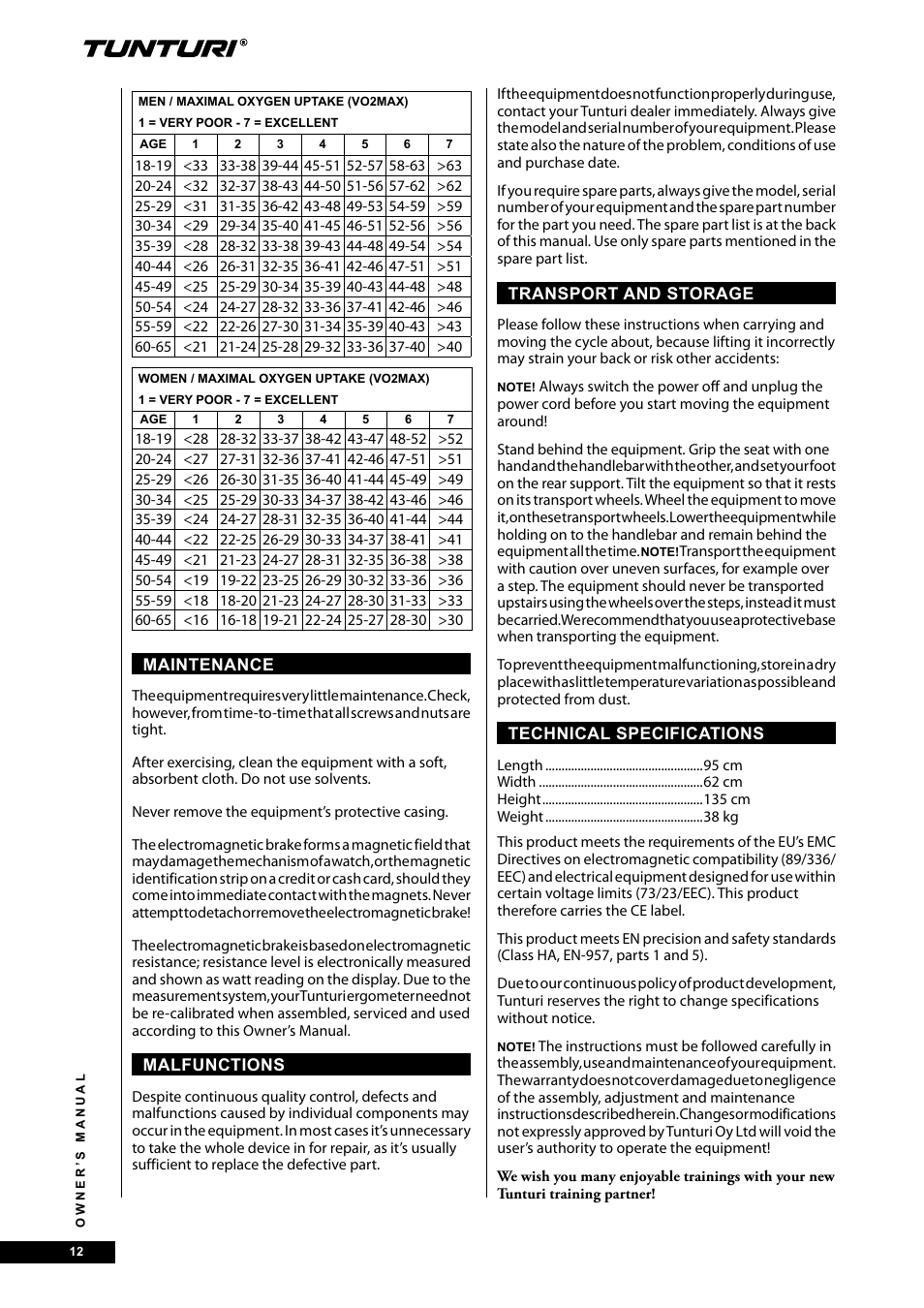 Tunturi E40 User Manual | Page 12 / 96