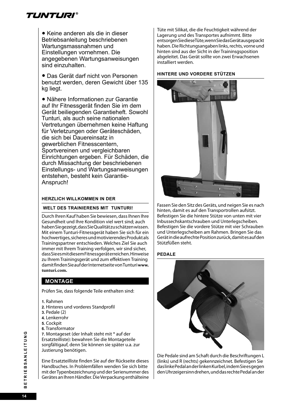 Tunturi E40 User Manual | Page 14 / 96