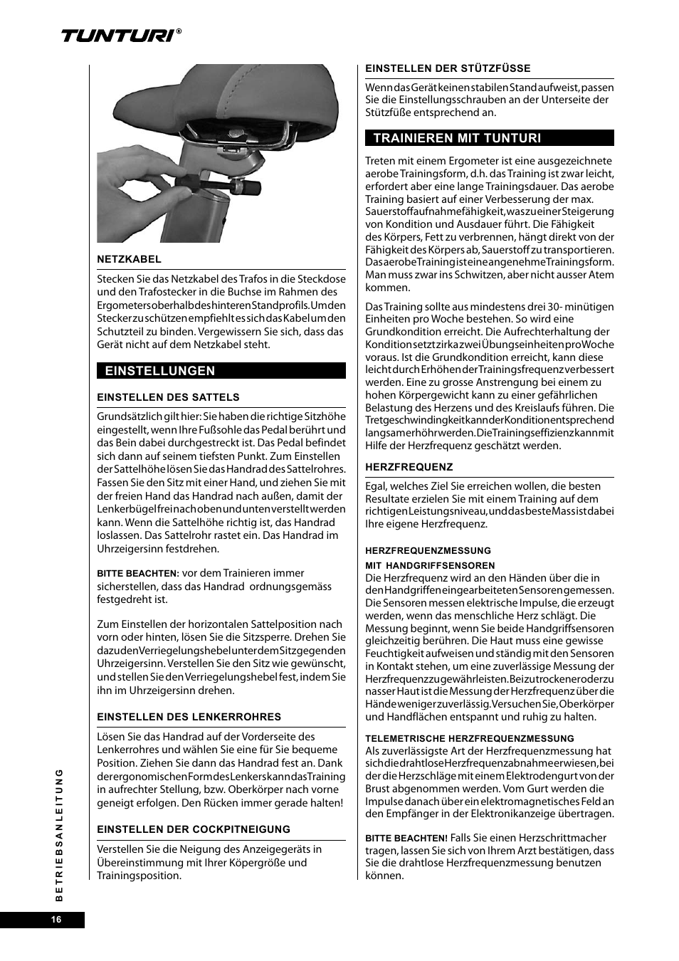 Tunturi E40 User Manual | Page 16 / 96