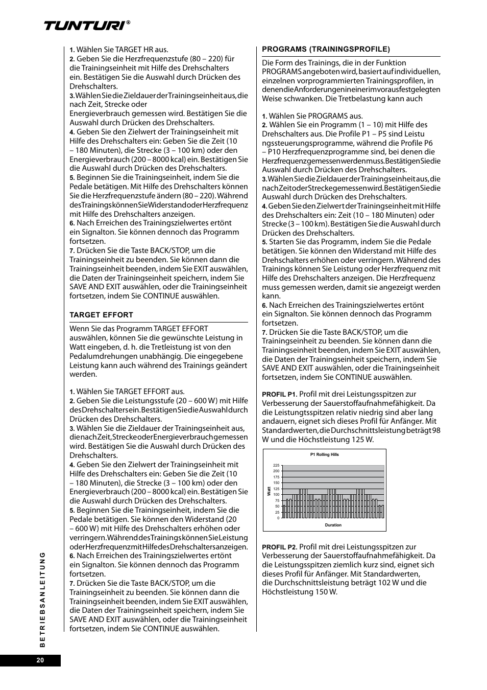 Tunturi E40 User Manual | Page 20 / 96