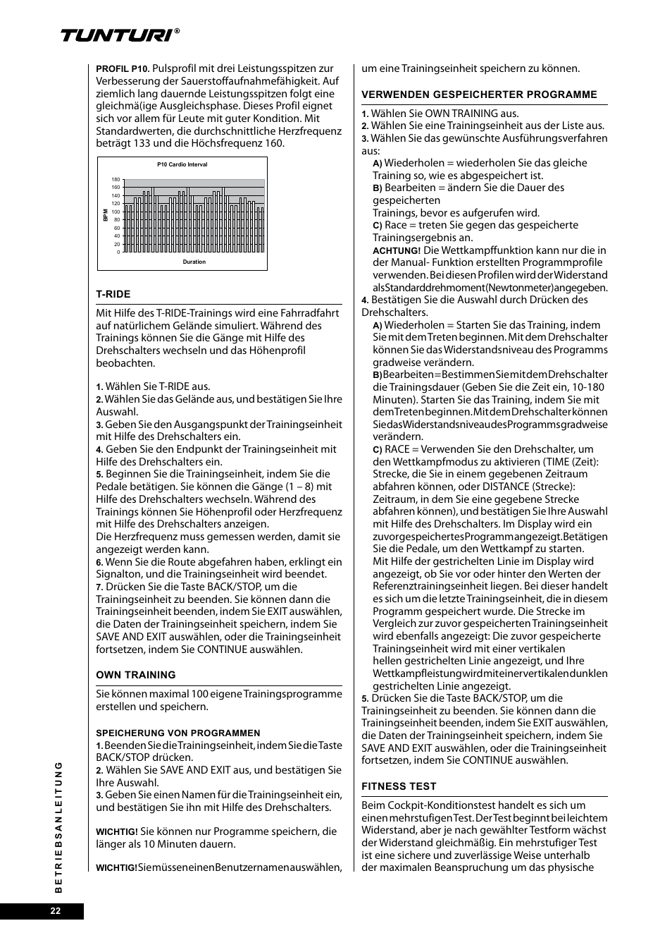 Tunturi E40 User Manual | Page 22 / 96