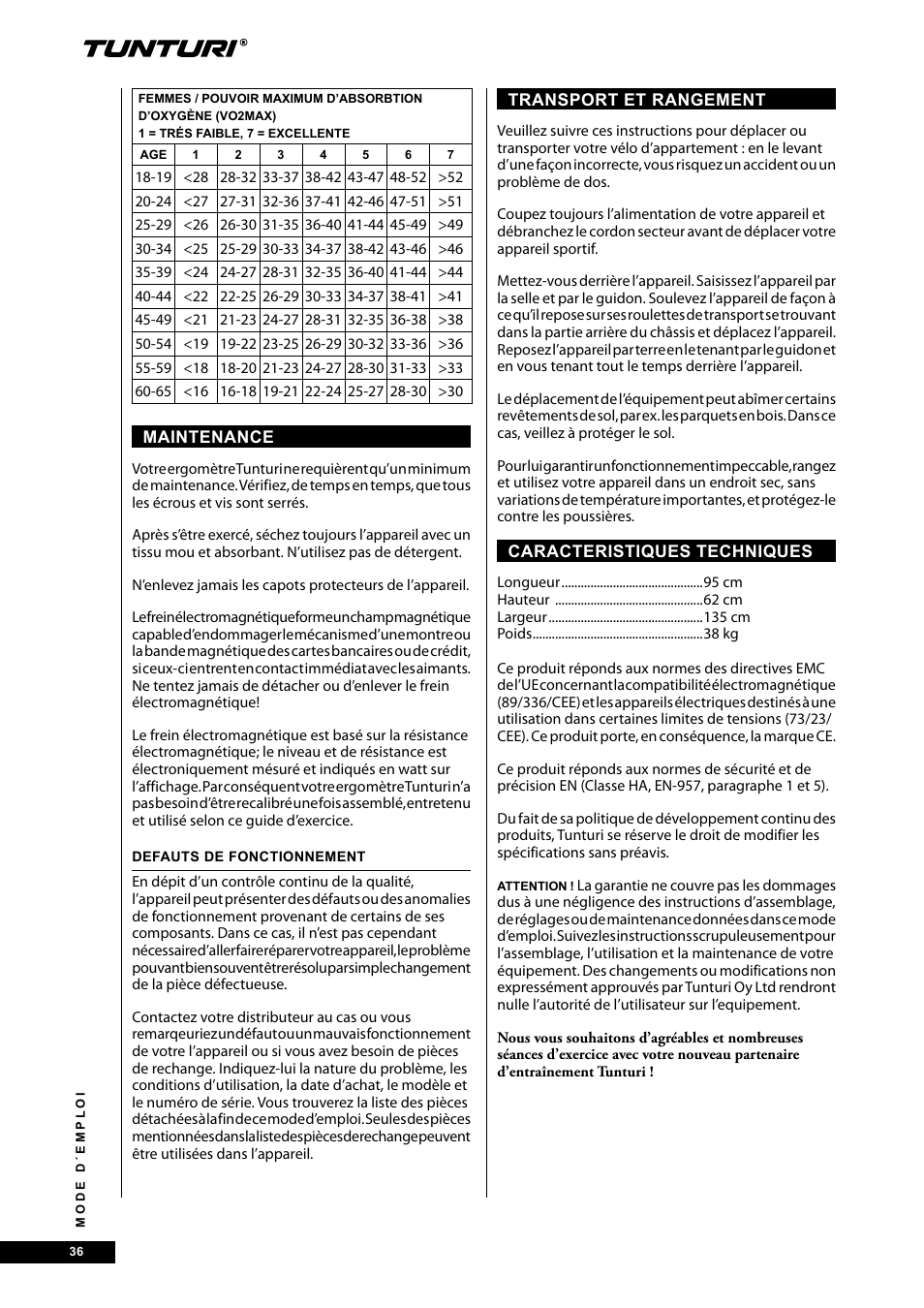 Tunturi E40 User Manual | Page 36 / 96