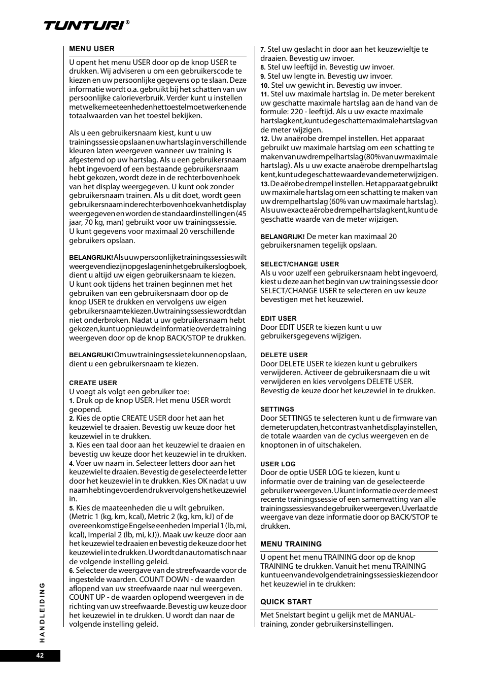 Tunturi E40 User Manual | Page 42 / 96