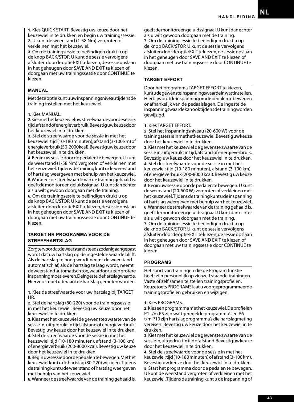 Tunturi E40 User Manual | Page 43 / 96