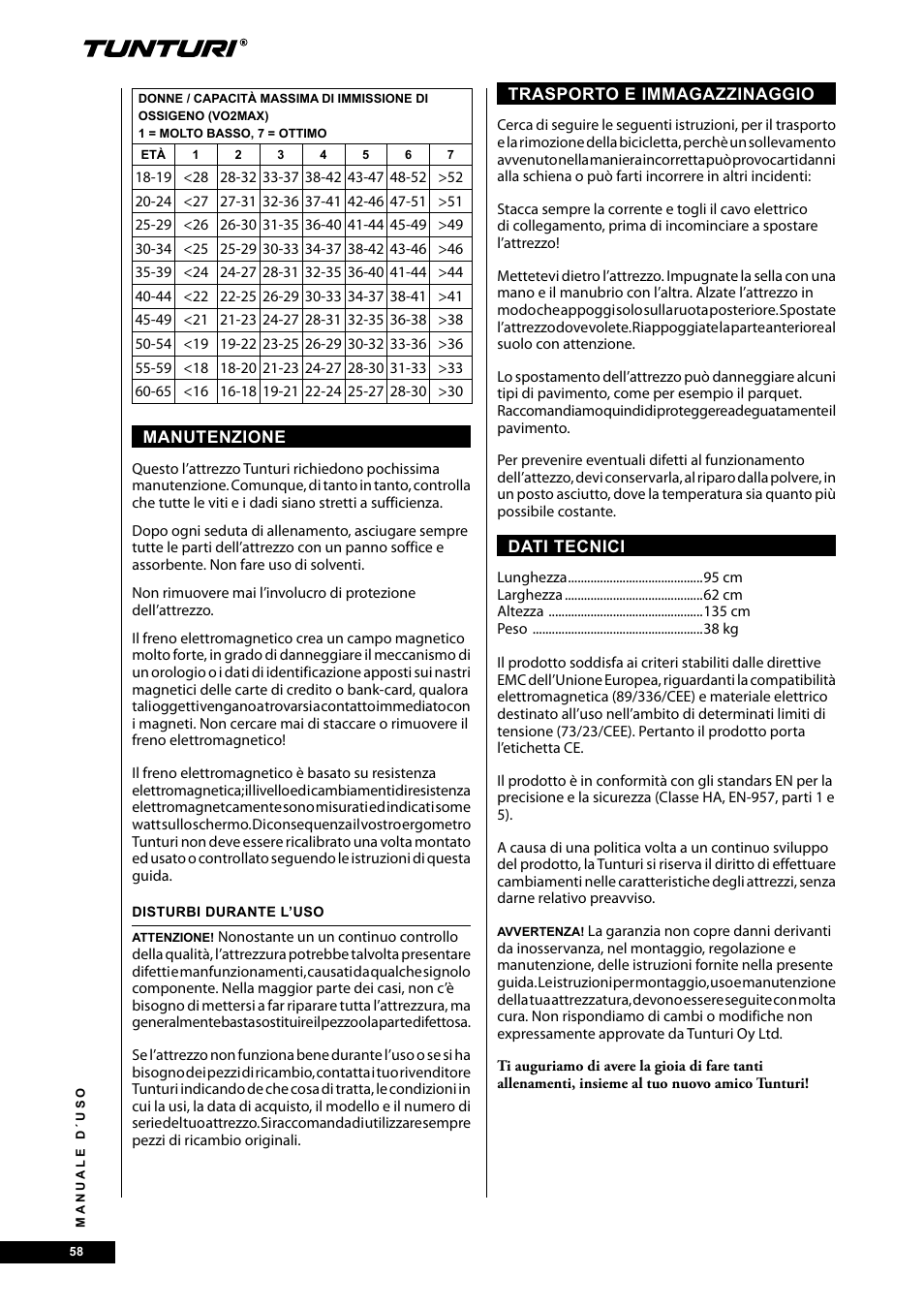 Tunturi E40 User Manual | Page 58 / 96