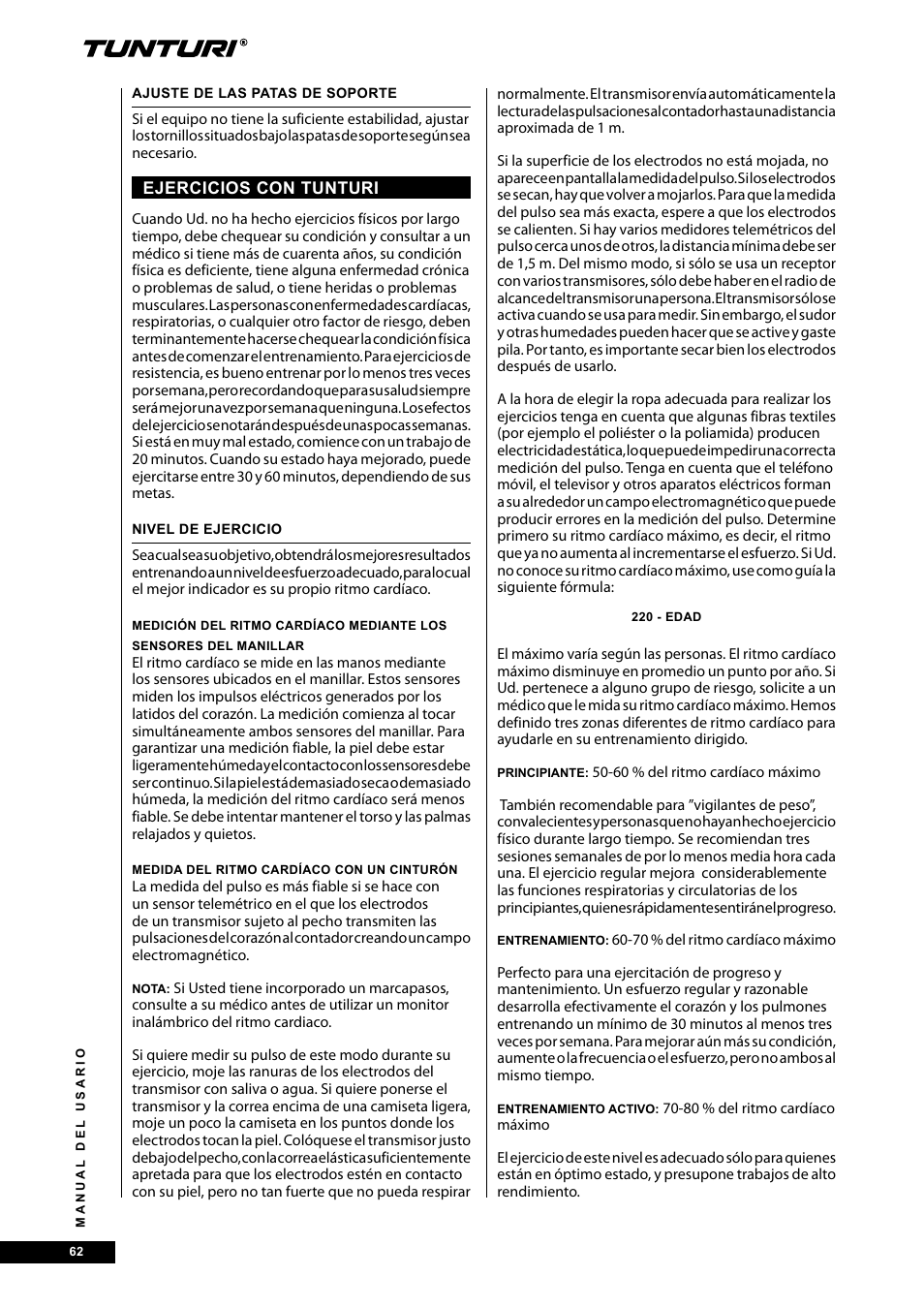 Tunturi E40 User Manual | Page 62 / 96