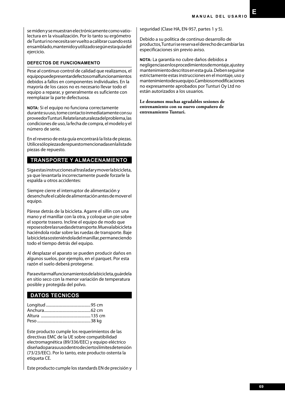 Tunturi E40 User Manual | Page 69 / 96