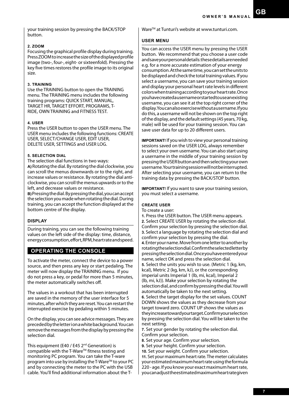 Tunturi E40 User Manual | Page 7 / 96