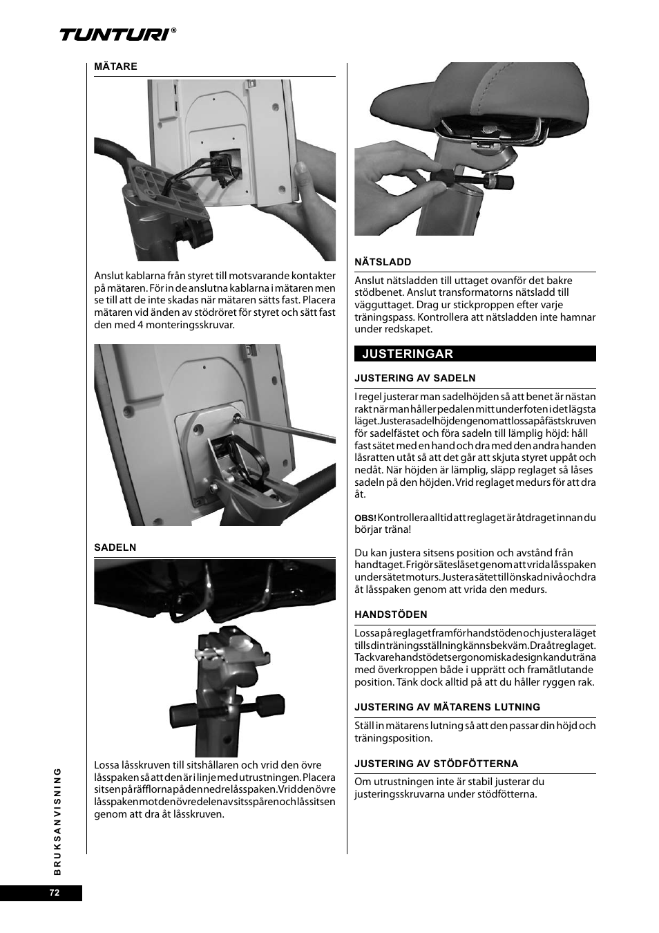 Tunturi E40 User Manual | Page 72 / 96