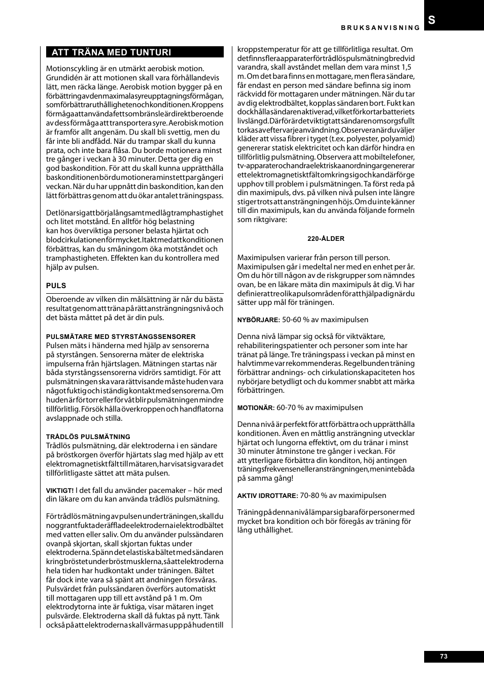 Tunturi E40 User Manual | Page 73 / 96