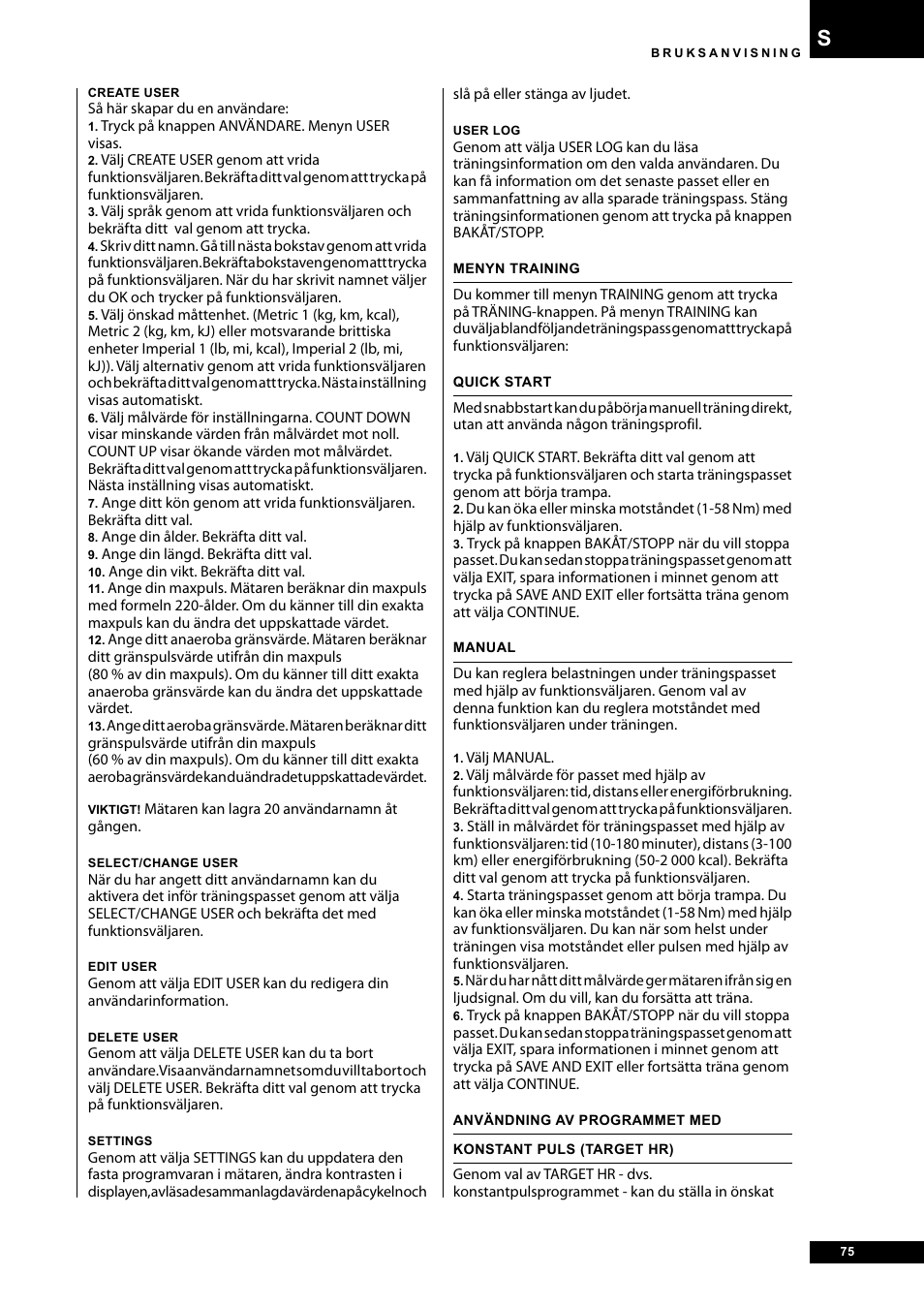 Tunturi E40 User Manual | Page 75 / 96