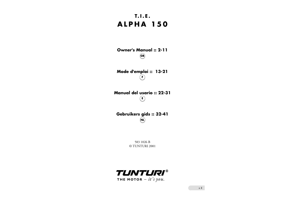 Tunturi Alpha 150 User Manual | 7 pages