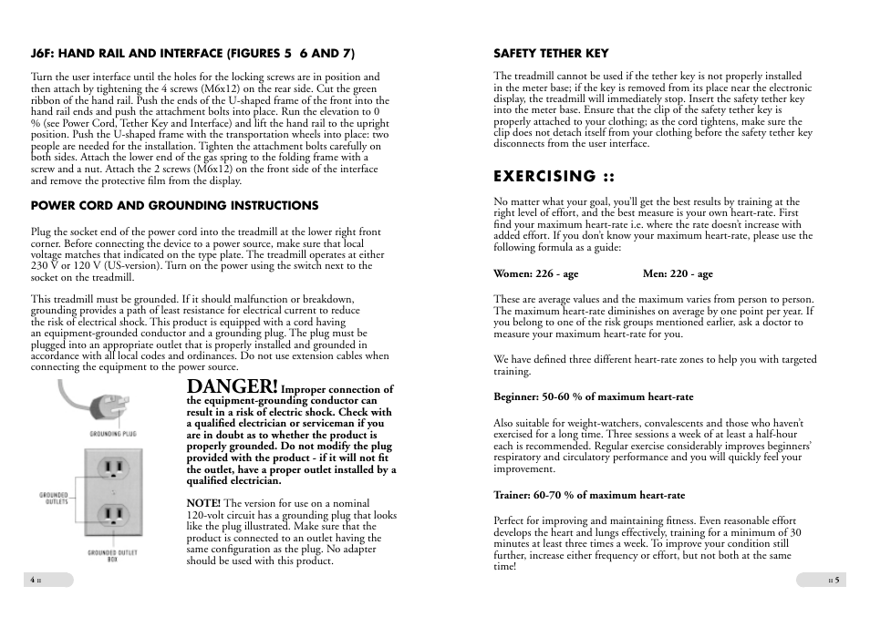 Danger | Tunturi J6 User Manual | Page 3 / 13