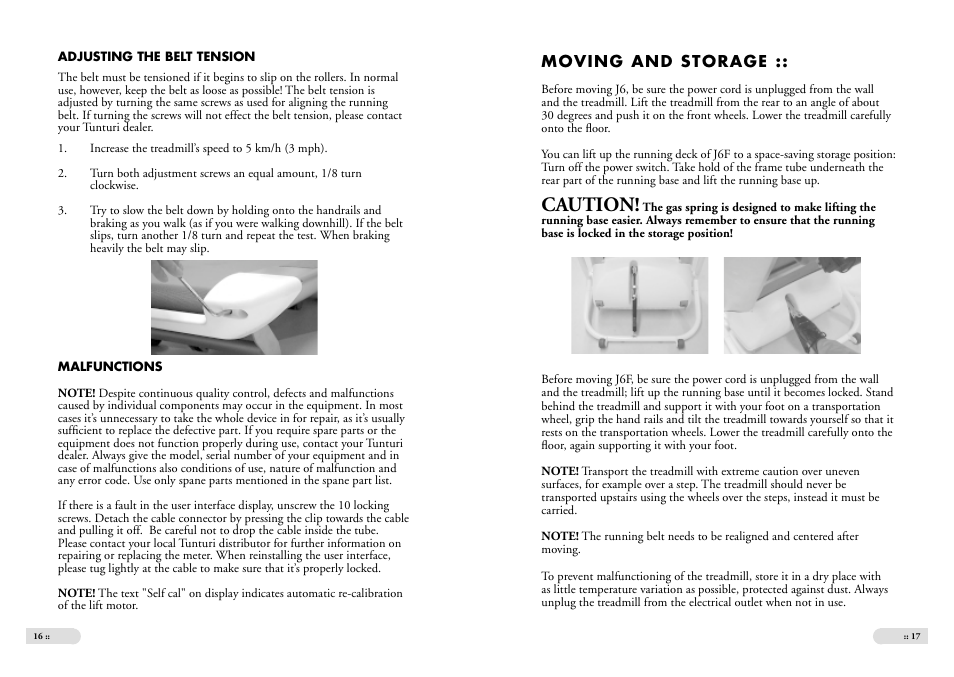 Caution | Tunturi J6 User Manual | Page 9 / 13